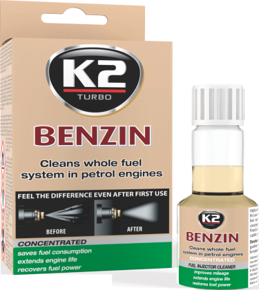 K2 Turbo Benzin purkštukų ir kuro sistemos valiklis 50ml