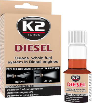 K2 Turbo Diesel purkštukų ir kuro sistemos valiklis 50ml
