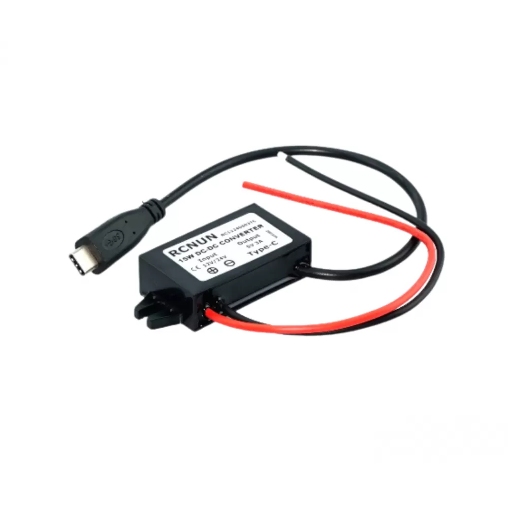 Perėjimas (įtampos keitiklis) kameros maitinimui 12V -> 5V USB Type-C
