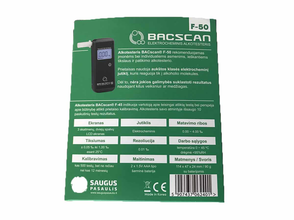 Alkotesteris BACscan F-50 Plus LT