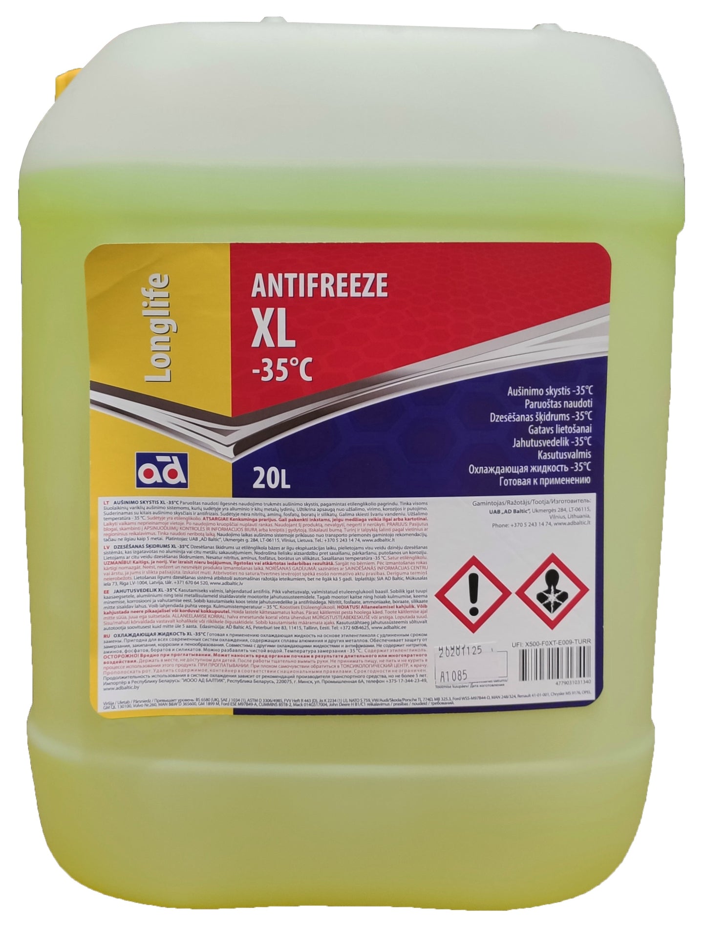 Aušinimo skystis AD. -35°C G12 XL Yellow