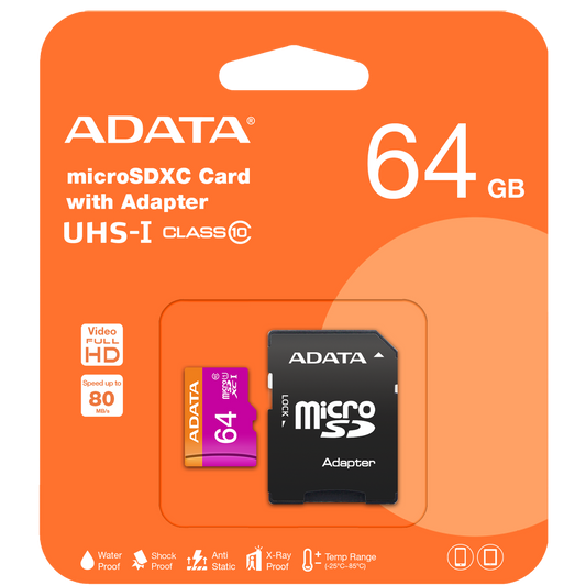 Atminties kortelė 64GB Adata MicroSDXC Card UHS-I Class 10 su adapteriu