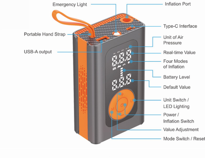 Universali akumuliatorinė pompa AC452 "Power Bank" tipo